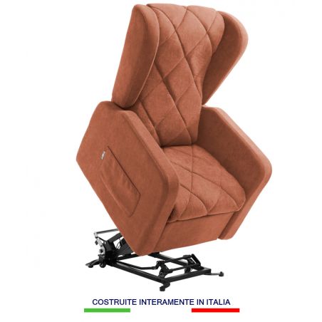 Poltrona relax Firenze in memory foam imbottitura a rombi design in stile berger elettrica 2 motori lift kit roller 4 ruote