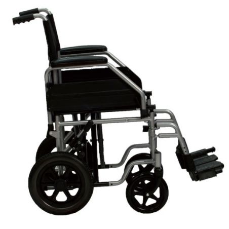 Carrozzina sedia rotelle da transito doppia crocera pedane estraibili per anziani disabili invalidi malati non autosufficienti