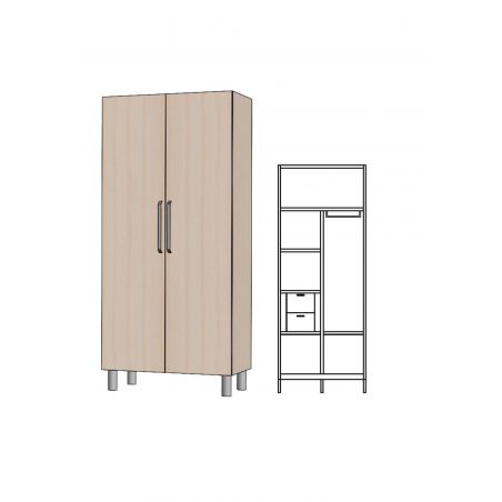 Armadio guardaroba da degenza a 2 o 3 ante ideale per strutture sanitarie spa e case di riposo con gambe in metallo