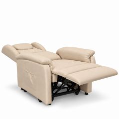 Poltrona relax Emilia 2 motori - cotone crema - completamente reclinata