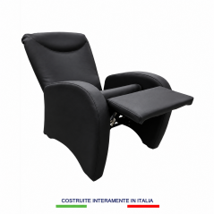 Poltrona relax Ravenna manuale in ecopelle ignifuga nera - posizione reclinata