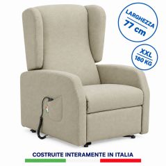 Poltrona relax Napoli XXL 180 kg, seduta 63 cm, 2 motori indipendenti, alzapersona e kit roller