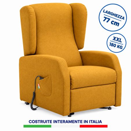 Poltrona Napoli XXL 10 - Giallo, posizione seduta, seduta 63 cm, portata 180 kg