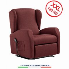 Poltrona relax Torino XXL 180 kg bordeaux in posizione seduta, seduta larga 63 cm