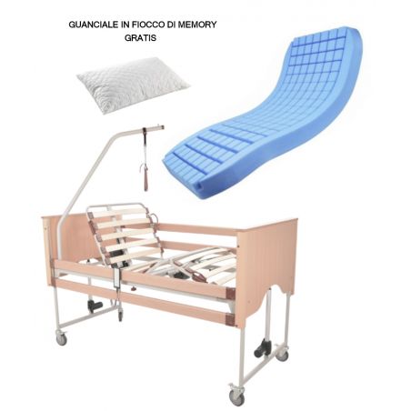 Letto ortopedico Prato a 4 motori elevabile con Trendelenburg e anti Trendelenburg sponde e ruote più materasso anti decubito