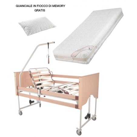 Letto elettrico ortopedico Prato elevabile Trendelenburg con sponde e materasso anti decubito memory foam silver sfoderabile