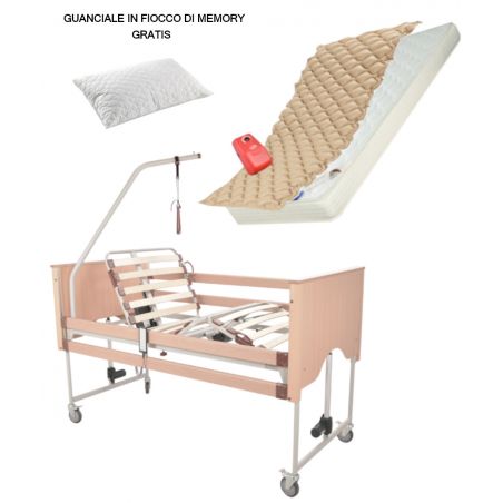 Letto ortopedico con sponde e materasso antidecubito compressore ad aria 4 ruote Trendelenburg per anziani disabili malati Prato