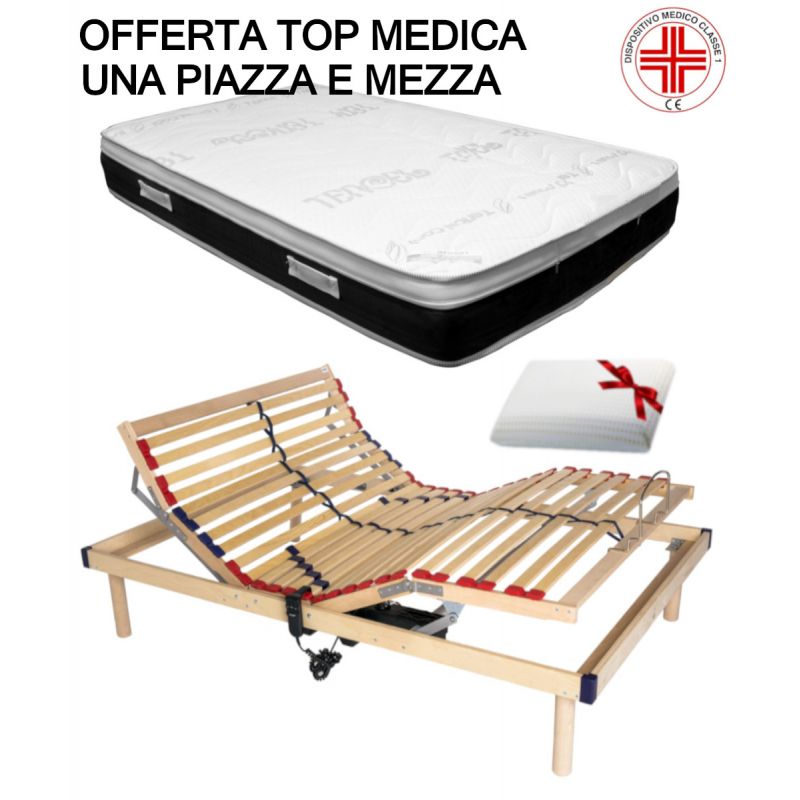 Kit Top Medica Con Rete Elettrica Materasso Ortopedico Memory
