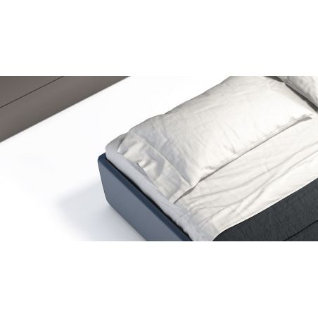 Letto contenitore sommier giro letto senza testata Torino, matrimoniale 1 una piazza e mezza o singolo in tessuto o ecopelle